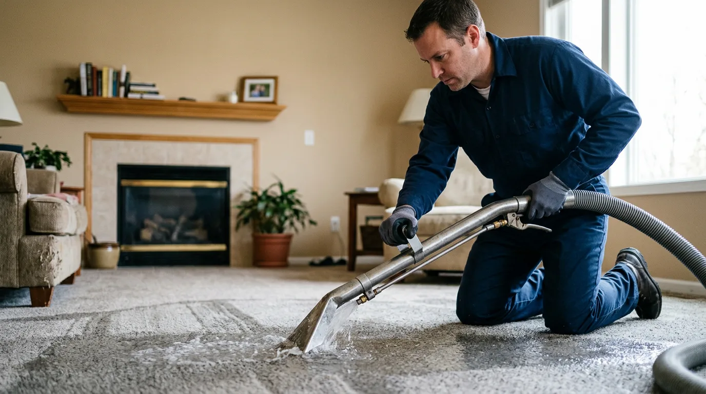 Water damage restoration technician working near Dover, ID